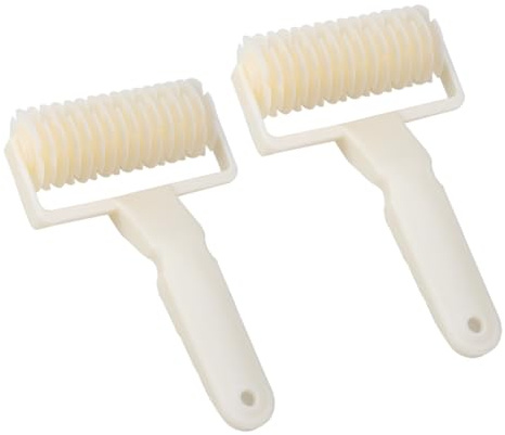 TOYANDONA Utensile la Cottura della Pasticceria 2 Pezzi Taglierina per Tralicci in Plastica Beige per Pizza, Torte e Dolci, Strumento Professionale per Motivi Decorativi a Traliccio,