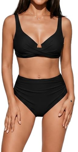 Amexo Bikinis Mujer Push Up Conjunto de Bikini Cintura Alta Braga Alta Traje de Baño Dos Piezas Sexy Diseño Cruzado Bañador Playa Verano