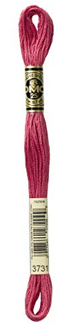 DMC 117-3731 Mouline Stranded Cotton Six Strand Embroidery Floss Thread, Dark Dusty Rose, 8.7-Yard