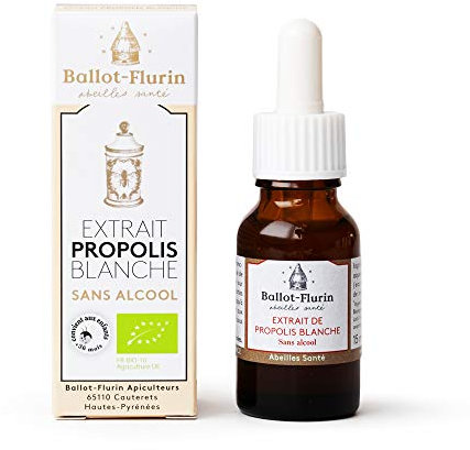 Ballot-Flurin - Extrait Propolis Blanche - MUTLIFONCTIONS : Sensibilités saisonnières, peau, hygiène buccale - Sans alcool - Convient aux enfants - Fabriqué en France - Certifié Bio - 15 ml