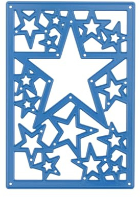Nellie's Choice Troquel de Forma Marco con Estrellas-13,8 x 9,5 cm-para Hacer Tarjetas, Navidad, Scrapbooking, Manualidades, DIY, Azul, 138x95mm