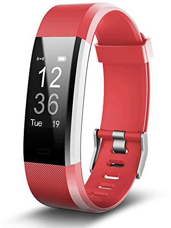GLAMAFIT Fitness Tracker, Large OLED Touch Screen Activity Tracker (Red)