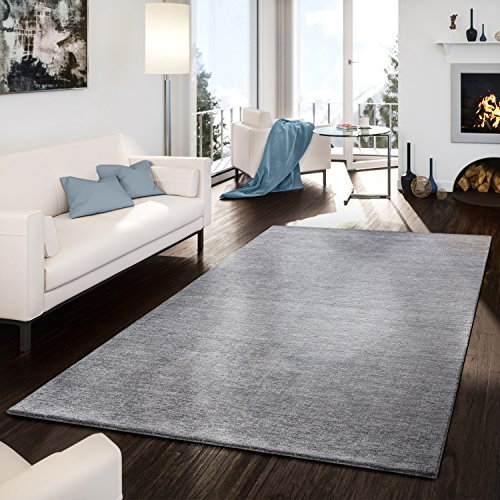 TT Home Naturfaser Wohnzimmer Teppich Kurzflor Handgewebt Modernes Design Unifarben, Farbe: Grau, Größe:120x170 cm