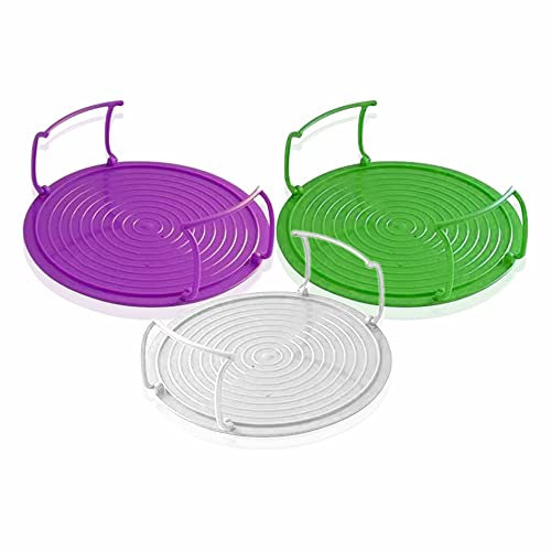 Bandeja para horno microondas, apilador, platos y separadores de platos calientes con asa, 4 en 1, antideslizante, para cocinar al vapor, doble nivel, plegable, tapa organizadora de cocina en capas (1