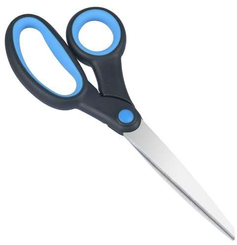 Linkshänder-Schere, 20,3 cm, linke Edelstahl, scharfe Klinge, weiche Komfort-Griffe, stumpfe Schere für Erwachsene, Schule, Studenten, Kinder (1 Packung)