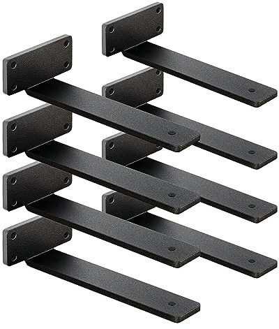 8 Pack Shelf Brackets 10 Inch Floating Shelf Bracket 1/5 inch Thick Heavy Duty Hidden Shelf Brackets Iron Metal Brackets for Shelf Support with Screw Included