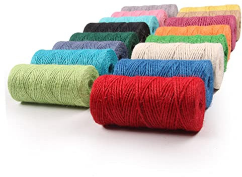 OSALADI Cuerda de Yute Natural para Manualidades de Macramé - Hilo de Algodón de Colores para Jardín y Arpillera