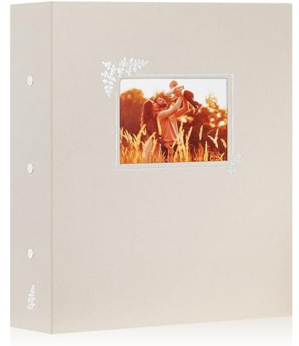Lanpn Album Photo 11,5x15 11x15 1000, Grand Geant Capacité Format Lin Tissu Album pour Vertical Horizontal Photos Pochette (Beige)
