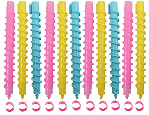 18 Pcs Hair Curlers No Heat Spiral Curlers Cold Wave Hair Perm Rods Hair Rollers Heatless Hair Curlers for Long Medium Hair DIY Hairstyle Styling Tools(Color Random)