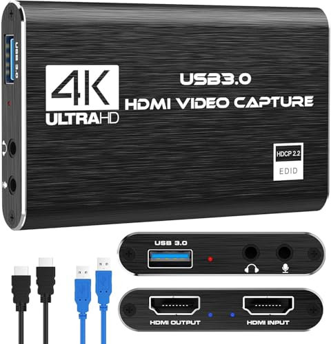 Gamer Gear 4K Video Capture Card, USB 3.0 HDMI Audio & Video Capture Device, Full HD 1080P Game Recording, Live Stream. Works with PS4, PS5, Switch, Xbox, PC