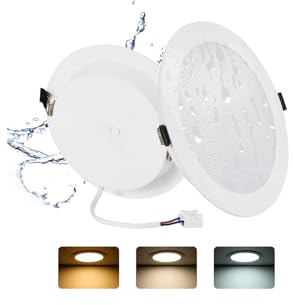 2 Pack LED Downlight Platt IP44 24W 3CCT 2200LM Öppningsstorlek: Ø185-210mm | Grebeam LED infällda spotlights 3000K Varmvit 4000K Neutralvit 6000K Kallvit LED Takspot för Badrum Kök Vardagsrum