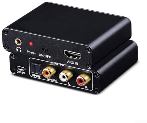 GLFLOW Audio-Konverter-Extraktor mit optischem koaxialen 3,5-mm-Ausgang, 192 kHz Digital-zu-Analog-Audio-Adapter für Smart TV