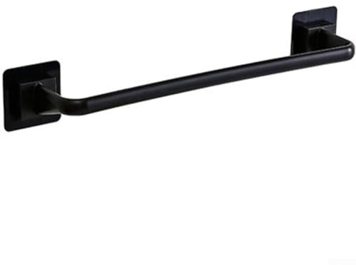 Toallero de pared sin taladro, barra para toallas de baño con material ABS antioxidante, organizador de cocina o baño, diseño moderno (negro L)