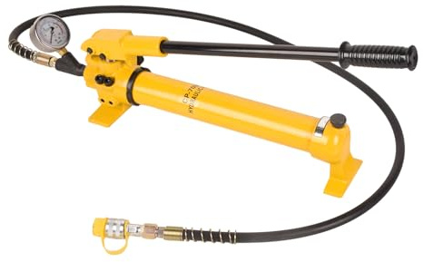 Handbetriebene Hydraulikpumpe – 2 Geschwindigkeiten, 10.000 PSI mit Manometer, 1,8 m Schlauch, 900 ccm Fassungsvermögen – einfachwirkende Handpumpe für den industriellen Einsatz, Modell CP-700B