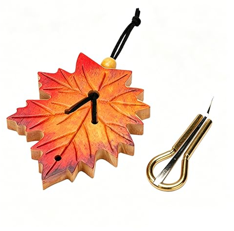Suttaya 's Harp Made of Copper Material with Maple Leaf Wooden Case - Handmade Jaw Harp, Portable Mouth Harp