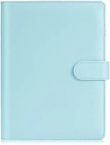 DVMSIEF Anteckningsbok med lösa blad A5/A6 budgetbindare för bärbar dator skydd PU löst blad handbok 6 hål dagbok agenda papper (blå, A5)