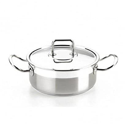 BRA Profesional Cacerola con Tapa de Acero Inoxidable, 18/10, Gris, 16 cm