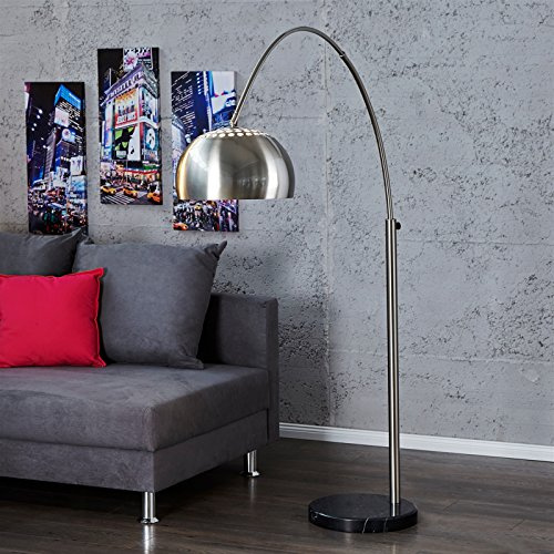 LAMPADA AD Arco Big Bow | Colore Argento, Metallo Cromato, Regolabile in Altezza 170-210 cm | Lampada Design a Stelo