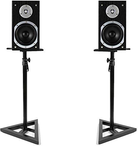 Skytronic Pair of 5 Hi-Fi DJ Studio Monitor Speakers 140W with Adjustable Floor Stands - Home Audio, Bedroom, Studio Sound System Bundle Complete Kit
