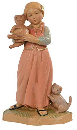 FONTANINI Bimba con Gatto 12CM in Resina Statuetta STATUINA PRESEPE