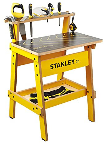 Stanley Jr. WB002-SY Children's Workbench - Let Your Child Play and Learn at the Same Time - Made of Solid and Durable Wood - from 5 Years, Yellow Black