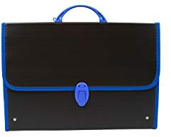 Favorit Valigetta Fine-Tex, Formato 28 x 40 x 8 cm con Bordo in Tessuto, in Polionda Nero, Accessori in Colori Assortiti