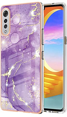 SEAHAI Hülle für LG Velvet 5G/4G, Bunte Muster Ultra Dünn Glänzend Weich Silikon TPU Stoßfest Handyhülle Cover Flexibel Handytasche Schutzhülle - Dunkelviolett