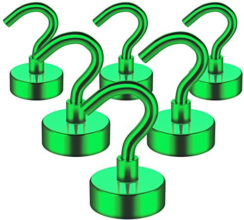 FINDMAG 6 Pack Magnetic Hooks, 22 lb+ Strong Magnet Hooks for Hanging, Neodymium Magnets with Hook, Magnetic Hook for Cruise, Bathroom, Kitchen, Towel, Garage, Fridge