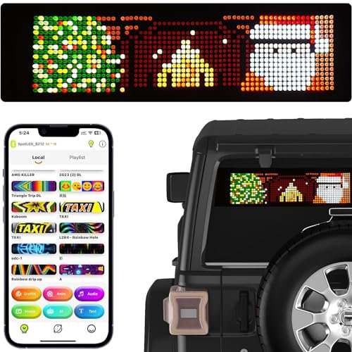 OBEST Insegna Luminosa LED, LED Display Board, LED Running Writing Programmable, Display LED per Auto, Camion, Negozio, Bar, Graffiti, Testo, Animazione Display, 39 x 10.7 cm