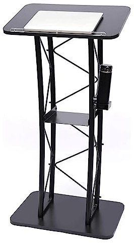 JITEM Podium Black Curved Podium Floor Standing Metal Lectern w/A Cup Holder 40 * 60 * 120CM Podium Stand Pulpit Office