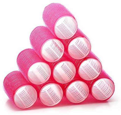 LIDOUK Hair Rollers Self Holding Rollers Gripping Sticky Rollers Self Grip Salon Hairdressing Curlers DIY Curling Tool（10 Packs）pink