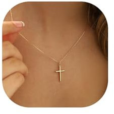 TINGN Gold Cross Necklace - 14K Gold Plated Layered Cross Pendant Necklace for Women & Girls - Dainty Gold Necklace Gift
