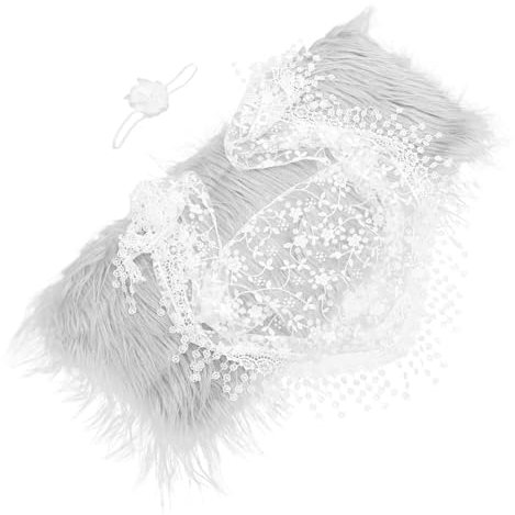 KONTONTY Flauschige Babydecke Für Neugeborene Wickeltuch Für Babysfotografie Elastisches Stirnband Satz Für Neugeborenenaccessoires