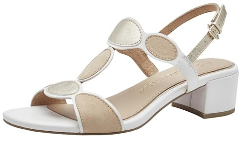 MARCO TOZZI Damen Sandalen mit Absatz Elegant Vegan, Weiß (White Comb), 39 EU