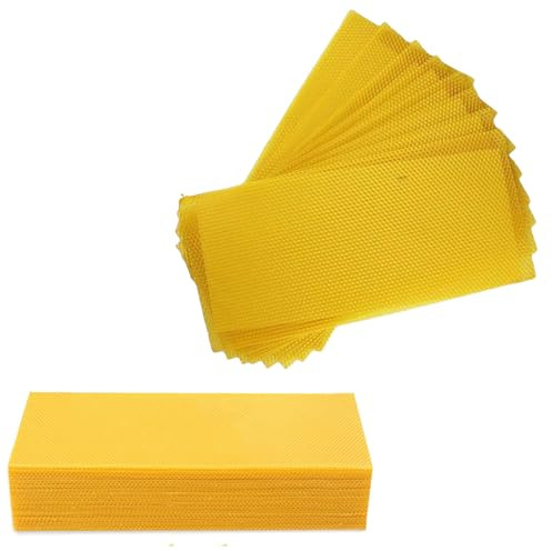 XINTANGXIA 30 Pezzi Fogli di Cera D'Api Fogli di Apiwax Naturale 100% Pura Piatti di Cera D'api Gialla per Adulti e Bambini per Candele Fatte in Casa