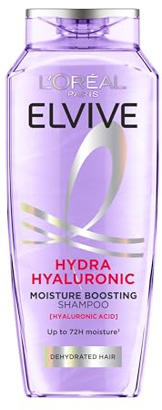 L’Oréal Paris Shampoo For Dry Hair And Dehydration, Elvive Hydra Hyaluronic With Hyaluronic Acid, 72H Moisture Boost For Bouncy And Shiny Hair, Weightlessly Plumps Hair Fibre With No Weigh Down, 400ml