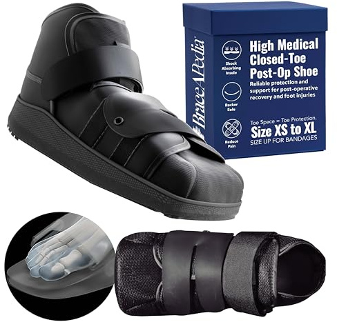 Braceapedia Post Op Shoe - Closed Toe Medical Walking Boot - Orthopedic Foot Brace for Broken Toe & Foot Injury Support - Lightweight Surgical Shoe for Men & Women, Black, Small