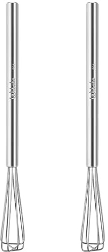 Webake Mini Whisks 10.25 Stainless Steel Small Espresso Whisks, Tiny Coffee Distribution, Square Bar Whisk for Professional or Home, Set of 2