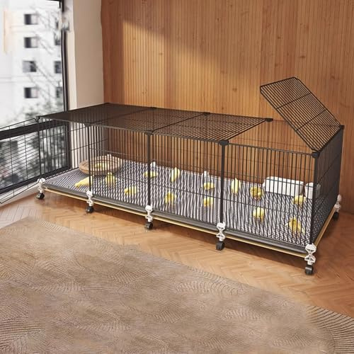 Pollaio per Galline da Esterno 10 Galline con Ruote, Gabbia per Galline Ovaiole da Esterno con Lucernario e Porta per la Cattura e L'alimentazione Facile da Pulire(140 * 35 * 47cm)