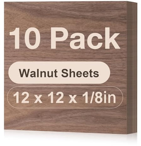 ROBOTIME Placages en Noyer Contreplaqué, 10 Pièces 300x300x3mm, Planche Bois Brut, Panneau Feuille Découpe Laser, Idéal Pour Peinture, Pyrogravure, Bricolage Fabrication De Maquettes