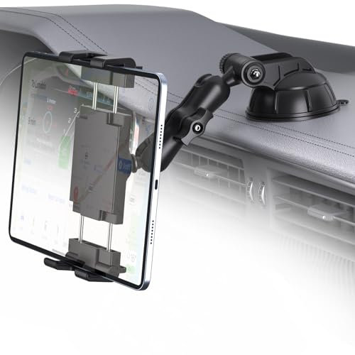 PLDHPRO Tablet Halterung Auto iPad Halter Saugnapf Vorne Zubehör Ständer Autohalterung Universal Drehbare Armaturenbrett Windschutzscheibe Kompatibel iPadAir/Mini/Samsung/Fire/Android 5,1-15,6