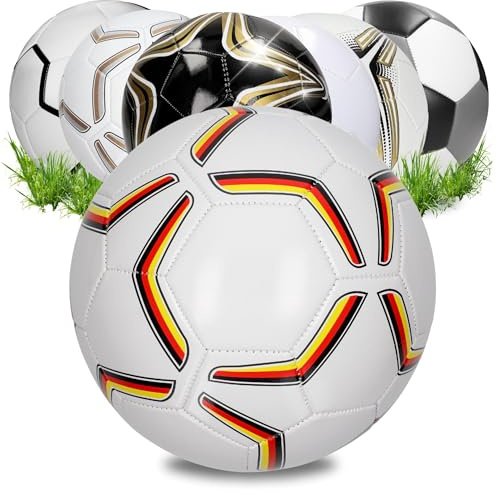 Fußball 'Germany' - Ball für Kinder & Erwachsene als Geschenk - Größe 5 perfekt zum Tore schießen - Sportball für das Training Indoor & Outdoor - Perfekter Soccer Ball, Farbe:weiß/Deutschland-Farben