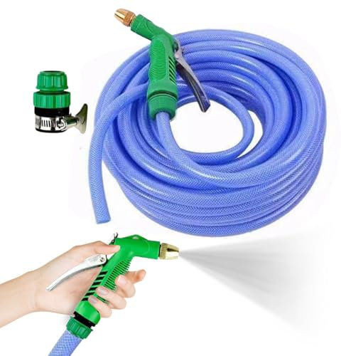 SVCEQZE Flexibler Wasserschlauch, 5/10/15m Flexibler Gartenschlauch, Gartenschlauch, Leichtes Langes Garten Wasserrohr, Wasser Garten Schlauch, Autowaschset Mit Wasserrohr Wasserdüse Stecker