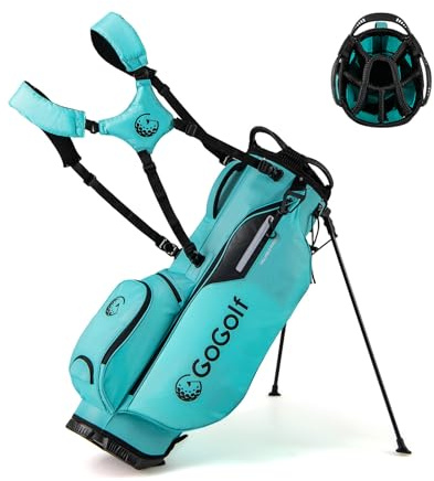 LIFEZEAL Bolsa de Golf, Bolsos Trípodes Ligeros con 8 Compartimentos Superiores y 5 Bolsillos con Cremallera, Soporte Paraguas, Funda de Lluvia y Correa Ajustable para Mujeres y Hombres (Azul)