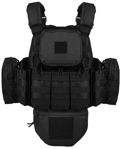 YAKEDA Outdoor Removable CS Training Vest, Molle Breathable Training Quick Adjustable Game Vest (US, Alpha, One Size, Regular, Regular, Black2.0)