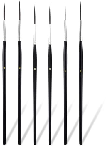 Juego de 6 pinceles de delineador de aparejador, pinceles de delineador para pintura, juego de pinceles de punta fina extralargos, pinceles de aparejo de acuarela para modelo, dedo, acuarela, acrílico