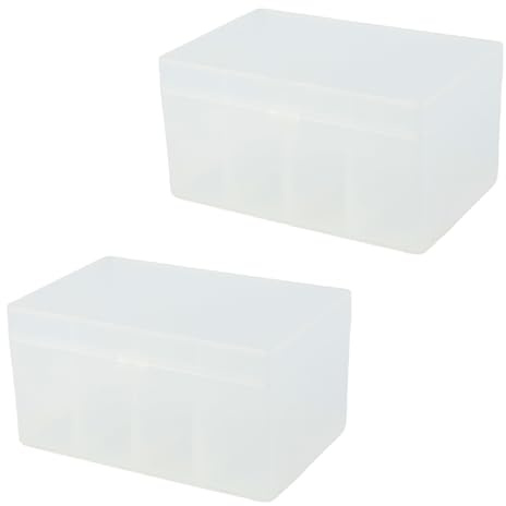 LdawyDE Caja Cartas con 4 Divisiones, 2 Pcs Deck Box con Tapa a Presión, 15,5 x 9,5 x 8,5 cm Caja de Tarjetas de Visita, Hasta 400 Fichas de Aprendizaje, Tarjetas de Visita o Postales