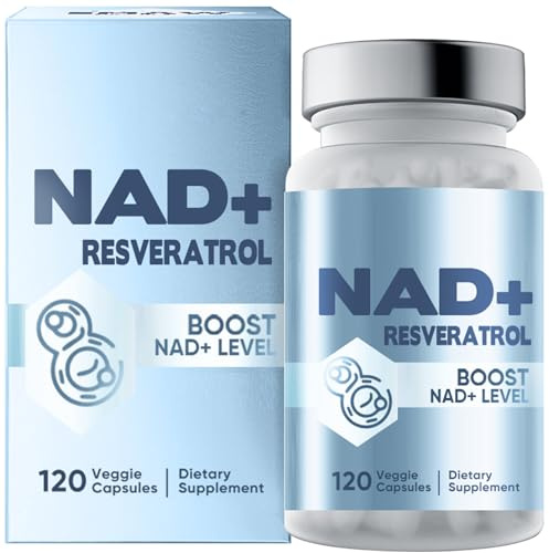 NAD+ 1500 mg & Resveratrolo, Energia e Sostegno Anti-Età, Anti-Invecchiamento, 120 Capsule Vegetariane