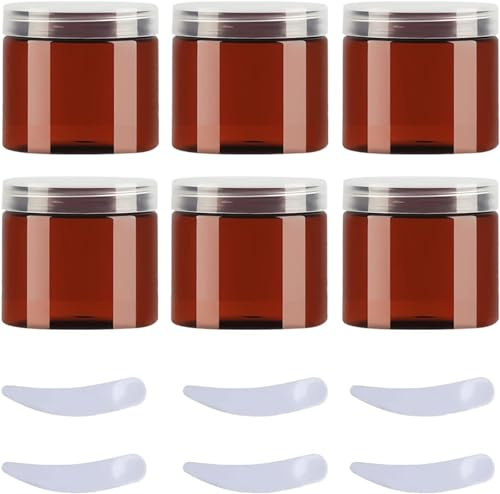 kosmetikburk, Förpackning med 6, 100 ml blå plastkrämburkar kosmetiska krukor genomskinligt lock Behållare for toalettartiklar