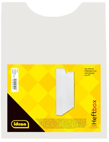 Idena 225164 – häftlåda, för DIN A4, högformat, av PP, fyllningshöjd 4 cm, transparent, 1 st.